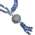 12376: Beaded blue lapis lazuli  ethnic necklaces