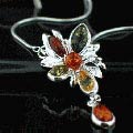 Design 12469: green,orange,yellow amber flower necklaces
