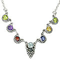 Design 12519: multi-color multi-stone ethnic necklaces
