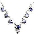 12521: Silver Setting blue iolite engagement necklaces