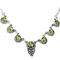 12522: Silver Setting green peridot  engagement necklaces