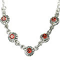12524: Silver Setting red garnet  engagement necklaces