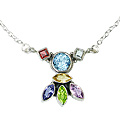 12525: Silver Setting multi-color multi-stone  contemporary necklaces