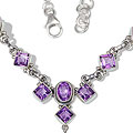 12528: Silver Setting purple amethyst  chains necklaces