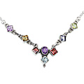 12531: Silver Setting multi-color multi-stone  ethnic necklaces