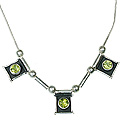 12534: Silver Setting green peridot  ethnic necklaces