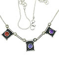 12549: Silver Setting blue,purple,red iolite ethnic necklaces
