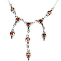 12595: Silver Setting red garnet  wedding necklaces