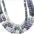12604: Beaded blue,white sapphire multistrand necklaces