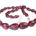 12607: Beaded pink ruby adjustable necklaces