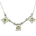 12626: Silver Setting green,white peridot ethnic necklaces