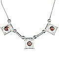 12627: Silver Setting red,white garnet  ethnic necklaces
