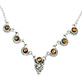 12630: Silver Setting brown,yellow tiger eye  ethnic necklaces