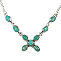 12636: Silver Setting green turquoise  contemporary necklaces