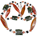 12646: Beaded orange,multi-color carnelian  chunky necklaces