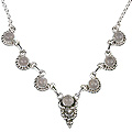 12657: Silver Setting pink rose quartz  ethnic necklaces