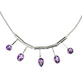 12676: Silver Setting purple amethyst  adjustable necklaces