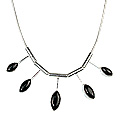 12682: Silver Setting black black onyx necklaces