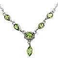 12705: Silver Setting green peridot necklaces