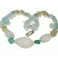 Design 12718: green,yellow aquamarine adjustable necklaces
