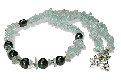 12720: Beaded blue,multi-color aquamarine  chipped necklaces