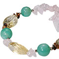 12722: Beaded green,pink,red rose quartz  chipped necklaces