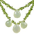Design 12727: green peridot chipped necklaces