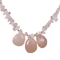 12728: Beaded pink rose quartz  chipped necklaces