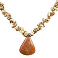 12733: Beaded brown jasper  chipped necklaces