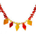 Design 12734: orange carnelian chipped necklaces