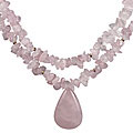 Design 12737: pink rose quartz multistrand necklaces