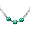 12741: Beaded blue,green,yellow turquoise  chipped necklaces