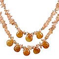 12742: Beaded pink,yellow moonstone  chipped necklaces