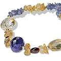 12743: Silver Setting blue,yellow tanzanite chipped necklaces