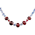 12744: Beaded blue,red tanzanite chipped necklaces