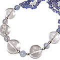 12745: Beaded blue,white tanzanite chipped necklaces