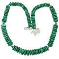 12752: Bali Silver Beaded green malachite  classic necklaces
