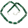 12754: Bali Silver Beaded green malachite necklaces