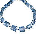 12764: Bali Silver Beaded blue lapis lazuli chunky necklaces