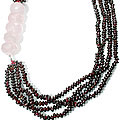 12879: Beaded pink,red garnet multistrand necklaces