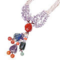 12880: Beaded multi-color multi-stone chunky necklaces