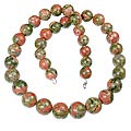 12896: Beaded green,orange unakite necklaces