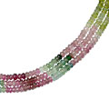 13202: Beaded green,pink,yellow tourmaline  adjustable necklaces