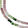 13246: Beaded green,pink,yellow tourmaline  adjustable necklaces