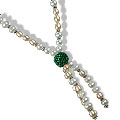 13294: Silver Beaded green,pink,white pearl classic necklaces