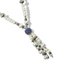 Design 13318: black,blue,white pearl necklaces