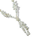 13319: Silver Beaded blue,white pearl classic necklaces