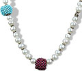 13321: Silver Beaded white,multi-color pearl  classic necklaces