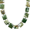 13546: Silver Beaded green jasper necklaces