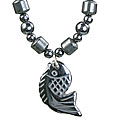 14102: Beaded gray hematite  pendant necklaces